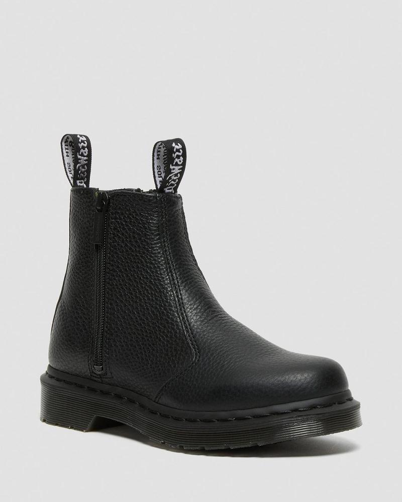 Dr Martens 2976 Leren Rits Laarsjes Dames Zwart | NL 65MQZ